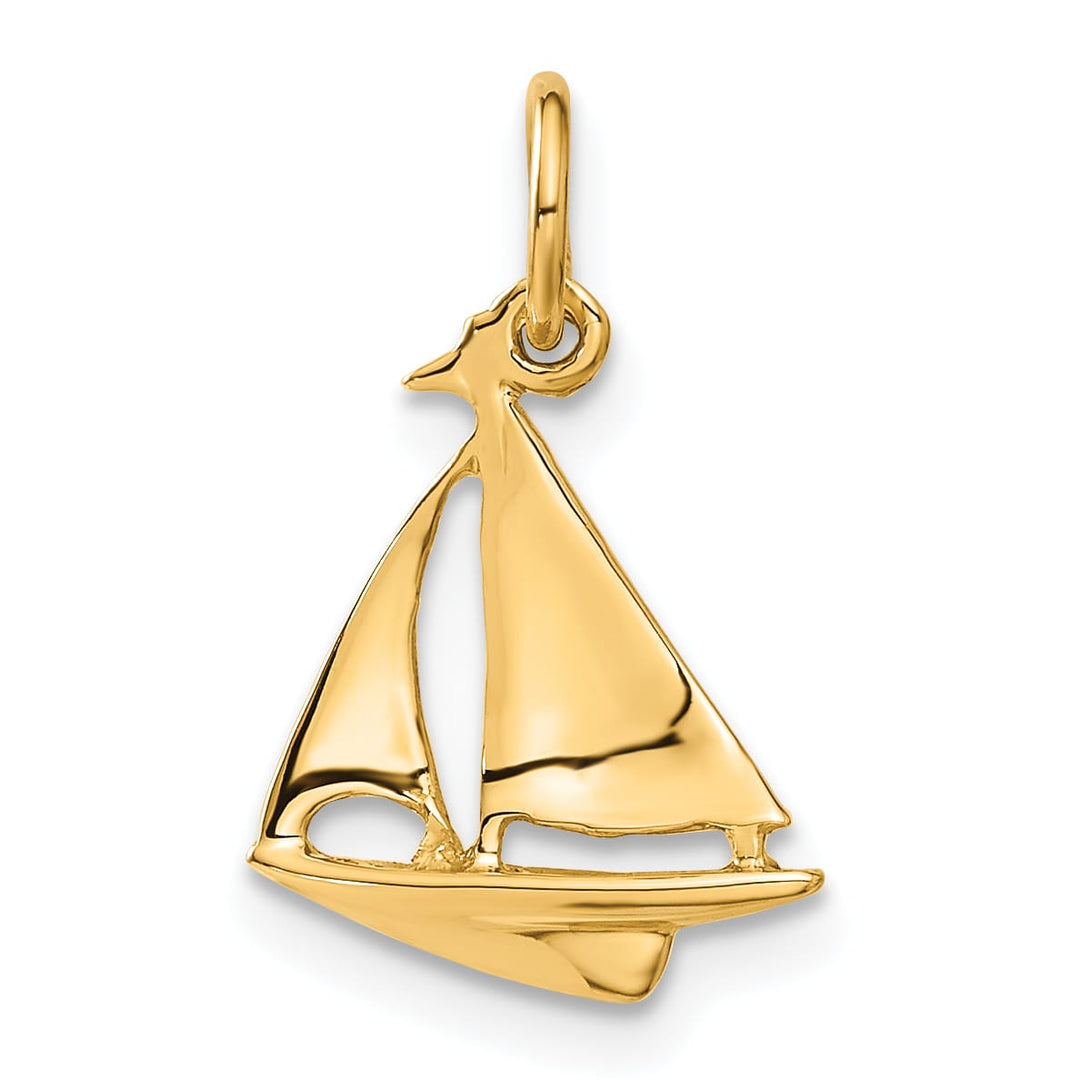 10K Yellow Gold Polished Sailboat Charm
