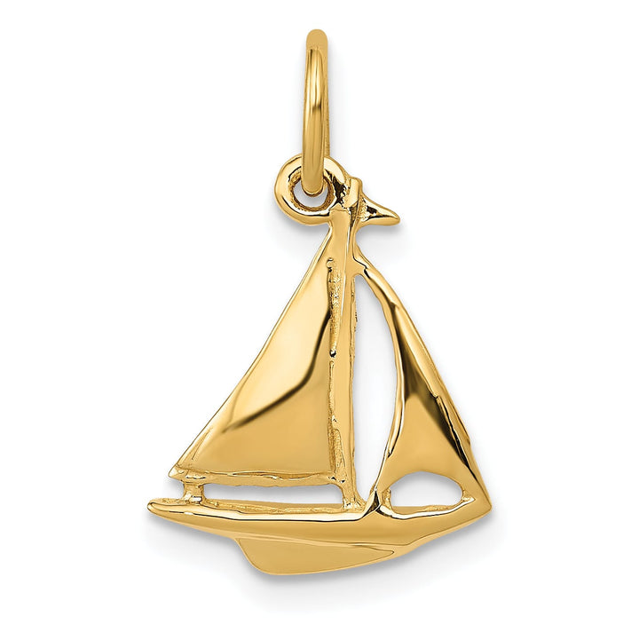 10K Yellow Gold Polished Sailboat Charm