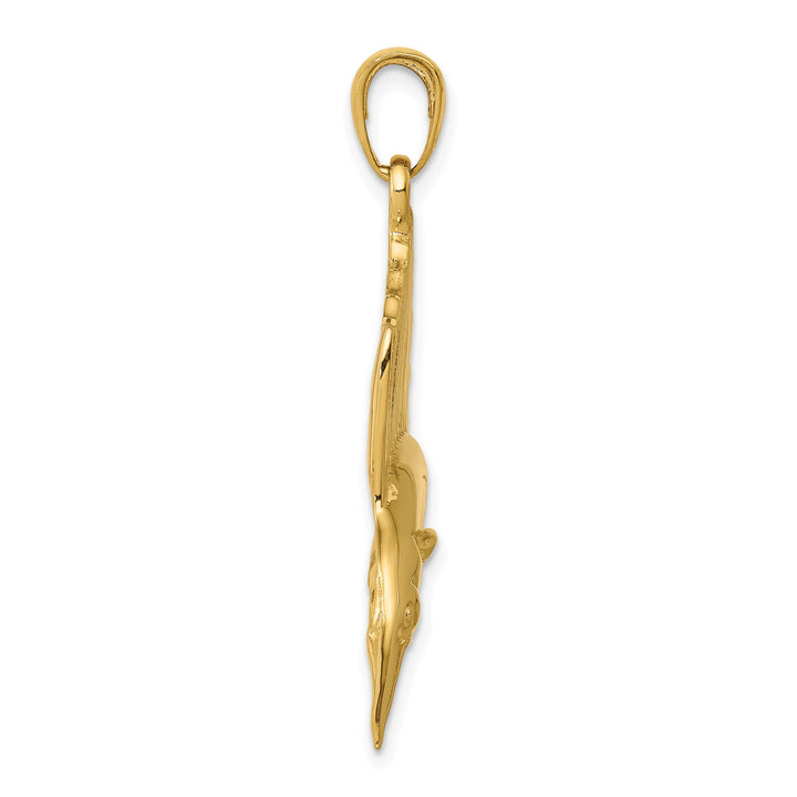 10K Yellow Gold Polished Sailfish Pendant, Large