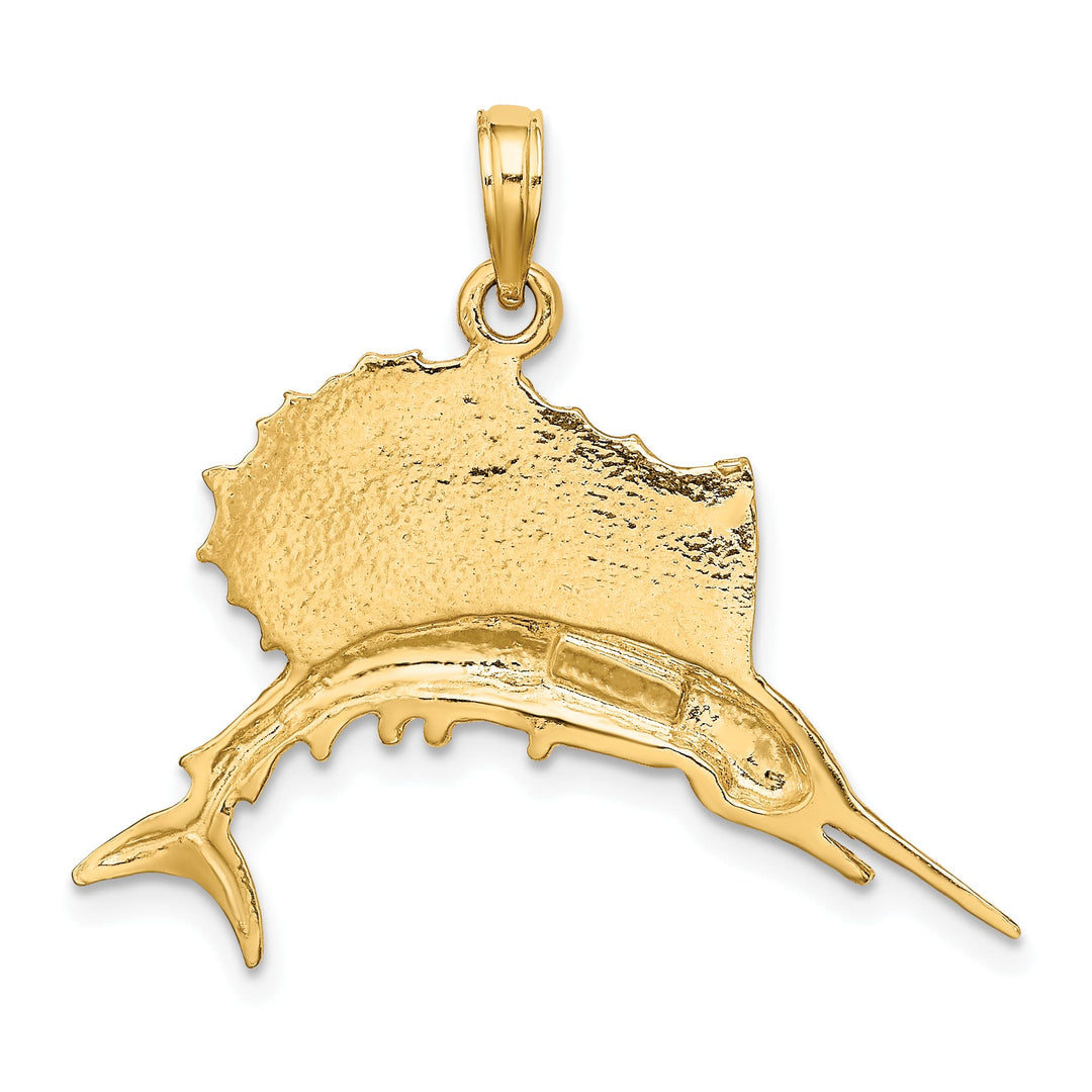 10K Yellow Gold Polished Sailfish Pendant, Small