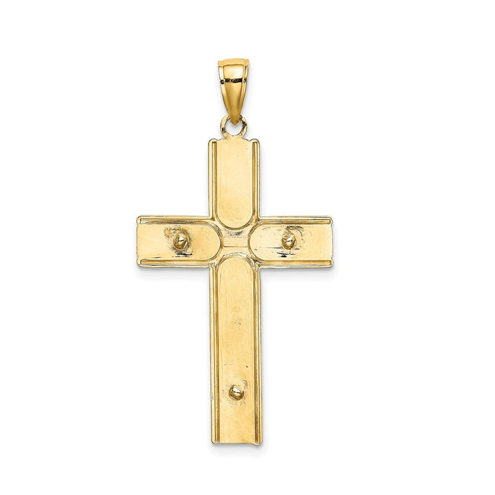 10K Yellow Gold Polished Satin Large Finish Latin Crucifix Pendant