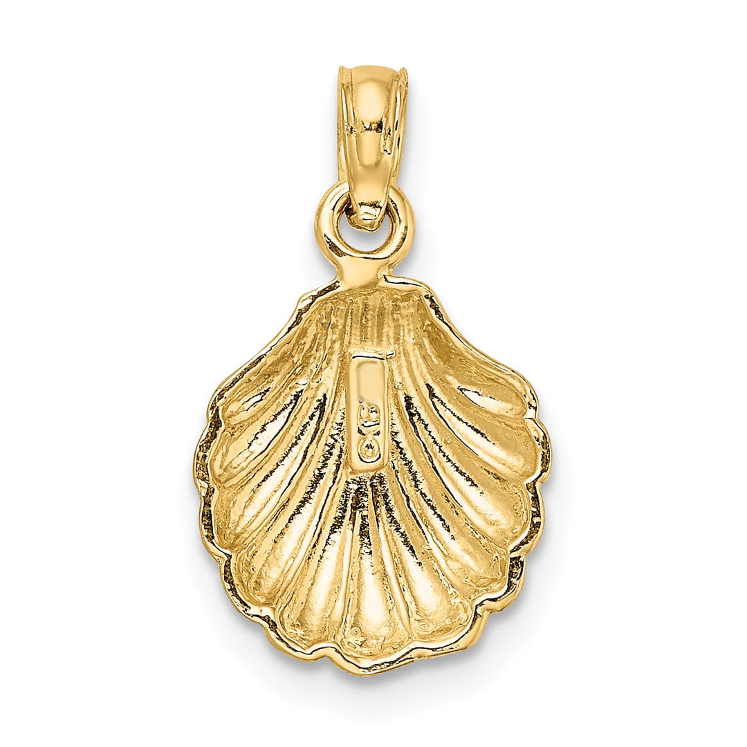 10K Yellow Gold Polished Scallop Shell Charm, Large