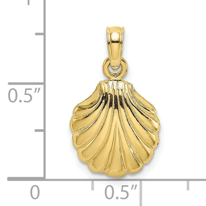 10K Yellow Gold Polished Scallop Shell Charm, Large