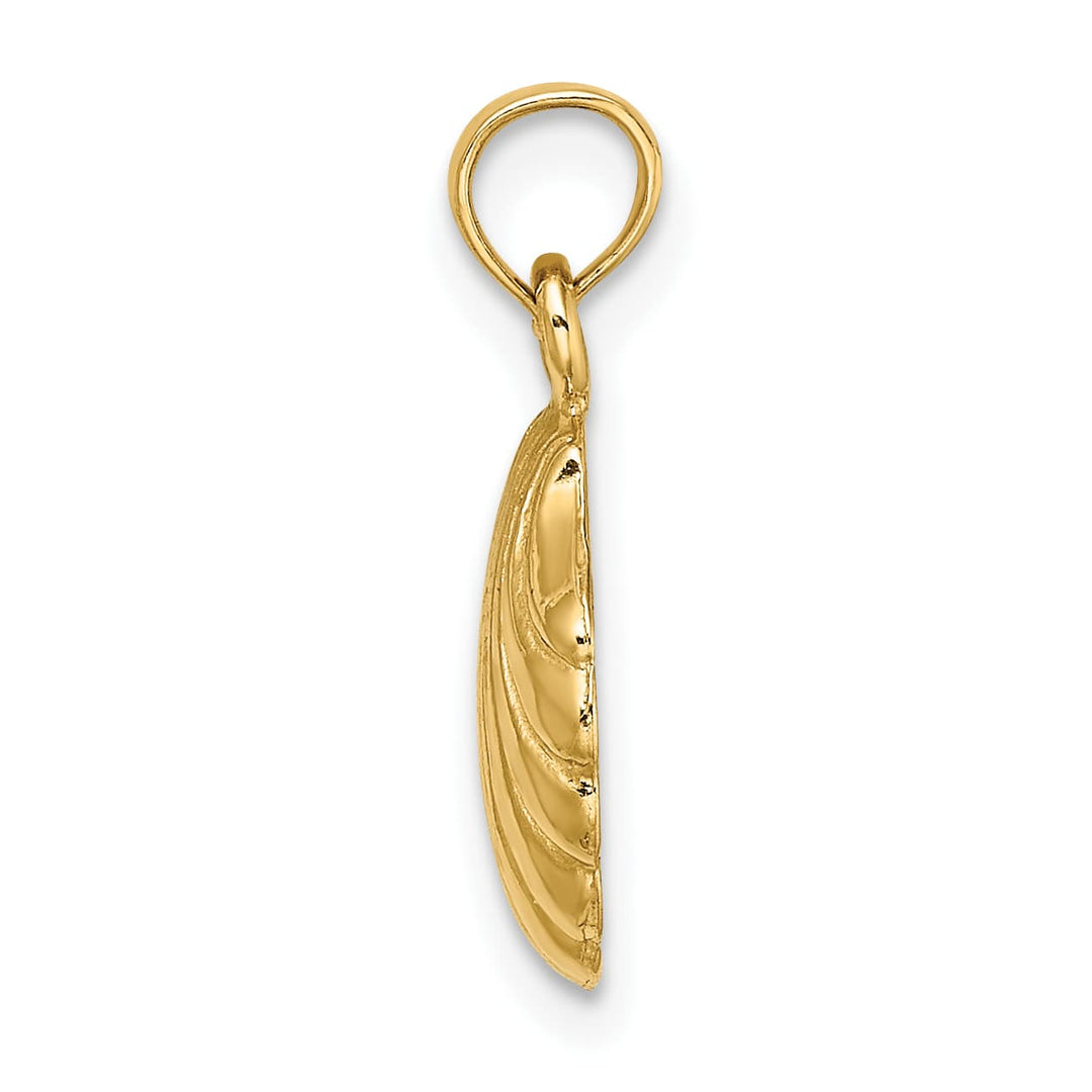 10K Yellow Gold Polished Scallop Shell Charm, Large