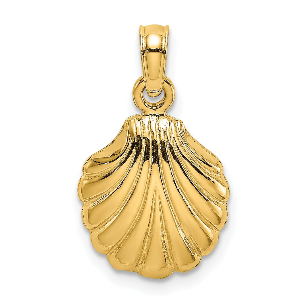 10K Yellow Gold Polished Scallop Shell Charm, Large