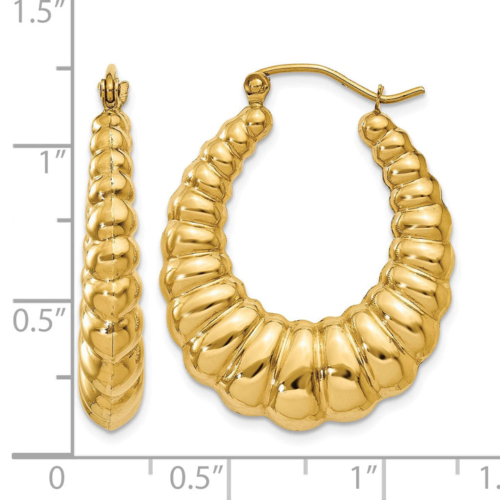 10k Yellow Gold Polished Scalloped Hoop Earrings