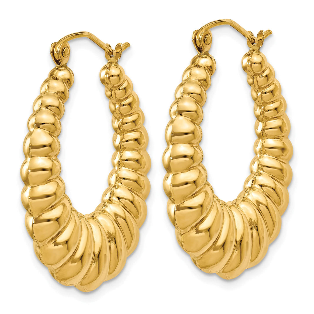 10k Yellow Gold Polished Scalloped Hoop Earrings