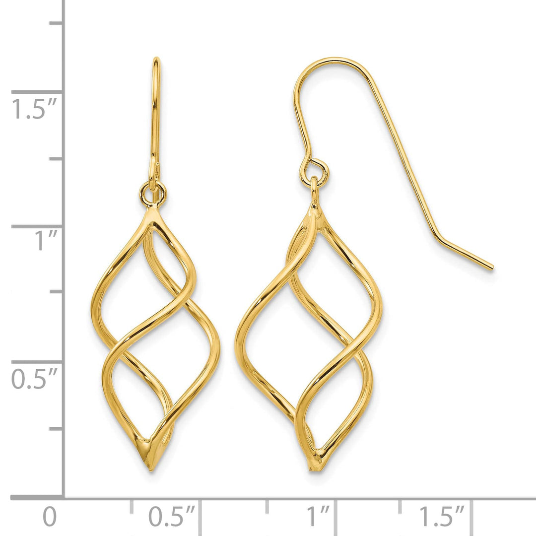 10k Yellow Gold Polished Short Twisted Dangle Shepherd Hook Earrings