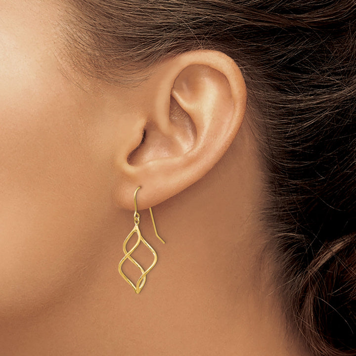 10k Yellow Gold Polished Short Twisted Dangle Shepherd Hook Earrings