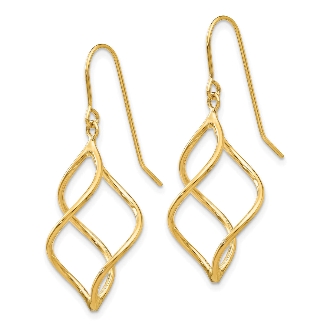 10k Yellow Gold Polished Short Twisted Dangle Shepherd Hook Earrings