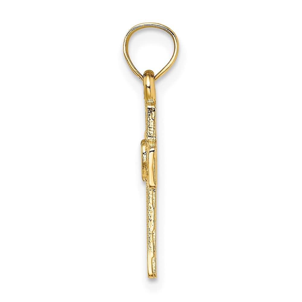 10K Yellow Gold Polished Small Cut-Out Latin Cross Center Heart Charm