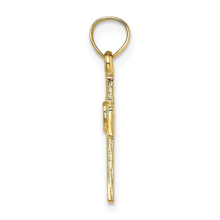 10K Yellow Gold Polished Small Cut-Out Latin Cross Center Heart Charm