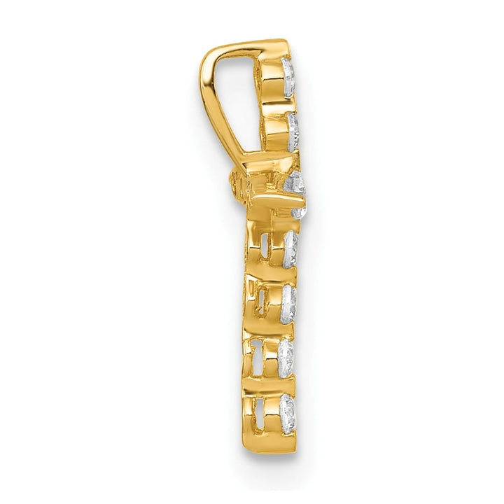 10K Yellow Gold Polished Small CZ Latin Cross Chain Slide Pendant