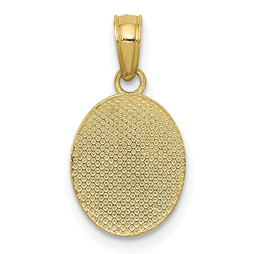 10K Yellow Gold Polished Small Fleur De Lis in Oval Pendant