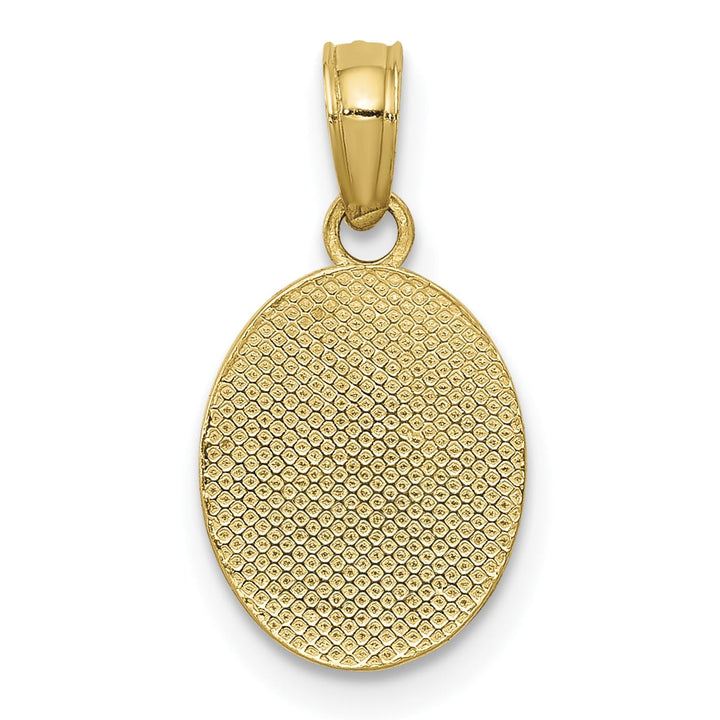 10K Yellow Gold Polished Small Fleur De Lis in Oval Pendant
