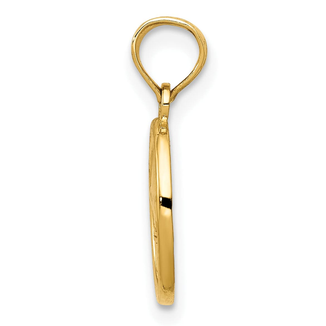 10K Yellow Gold Polished Small Fleur De Lis in Oval Pendant
