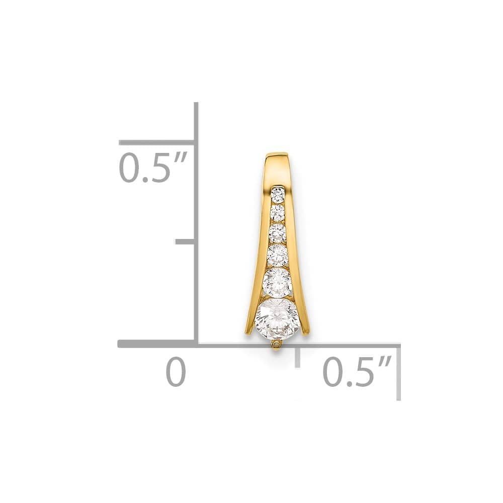 10K Yellow Gold Polished Small Graduated CZ 6-Stone Fancy Chain Slide