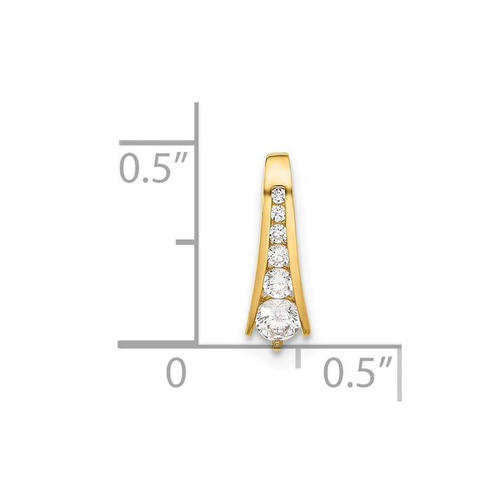 10K Yellow Gold Polished Small Graduated CZ 6-Stone Fancy Chain Slide
