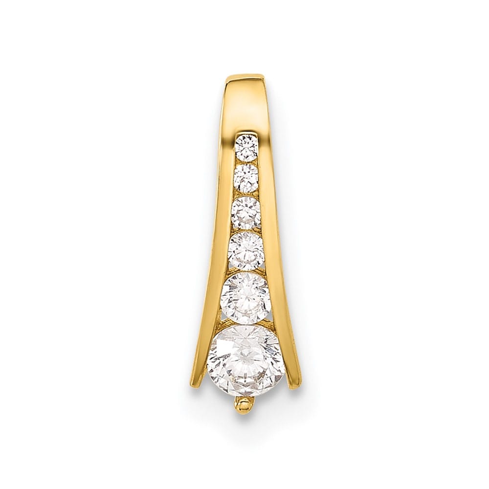 10K Yellow Gold Polished Small Graduated CZ 6-Stone Fancy Chain Slide