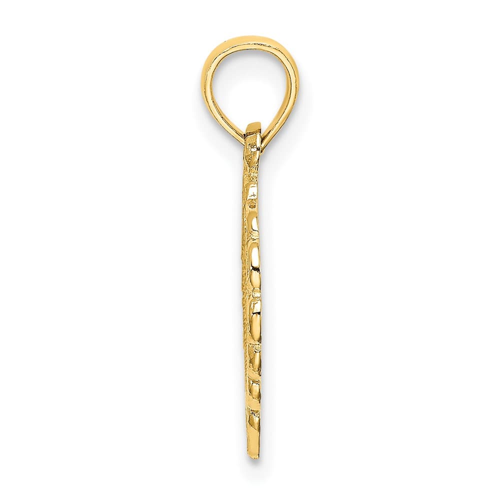 10K Yellow Gold Polished Small Heart with Lacey Trim Charm