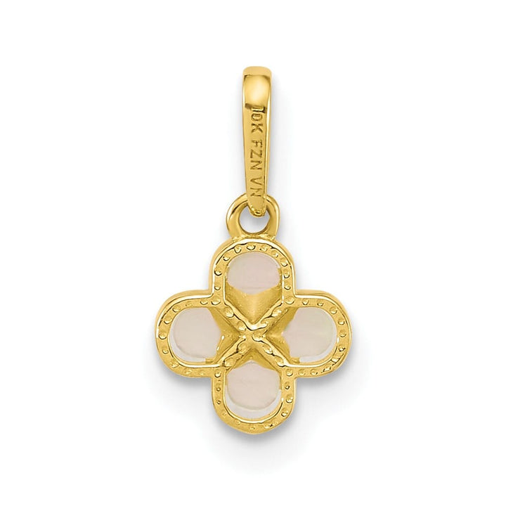 10K Yellow Gold Polished Small Mother of Pearl Clover Pendant