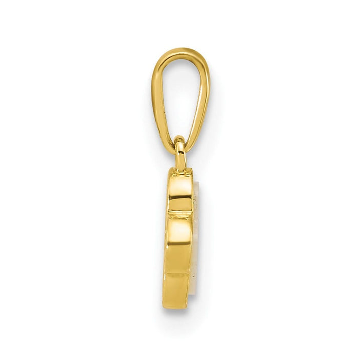 10K Yellow Gold Polished Small Mother of Pearl Clover Pendant