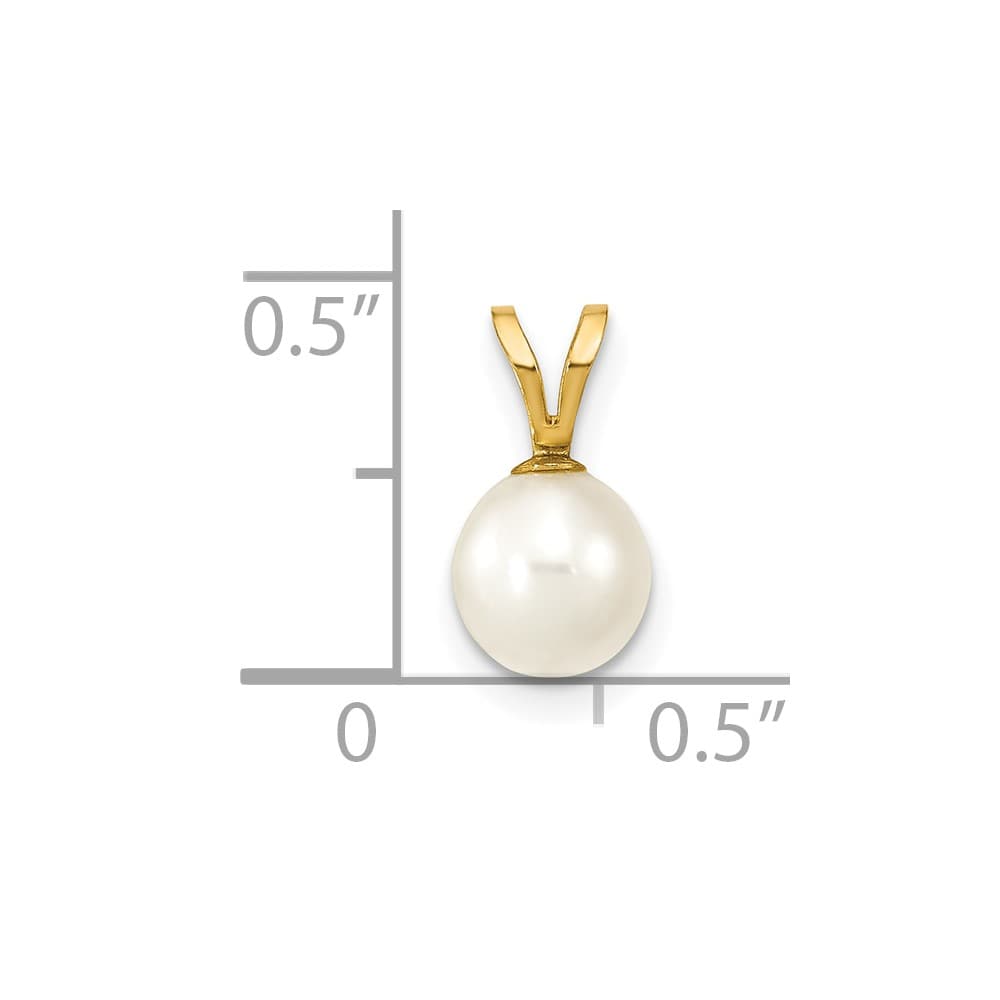 10K Yellow Gold Polished Small Round Freshwater Cultured Pearl Pendant