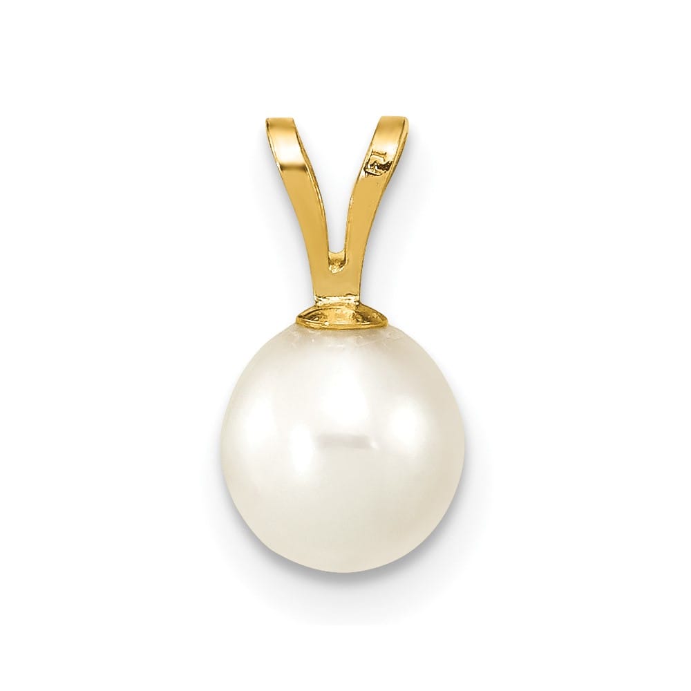 10K Yellow Gold Polished Small Round Freshwater Cultured Pearl Pendant