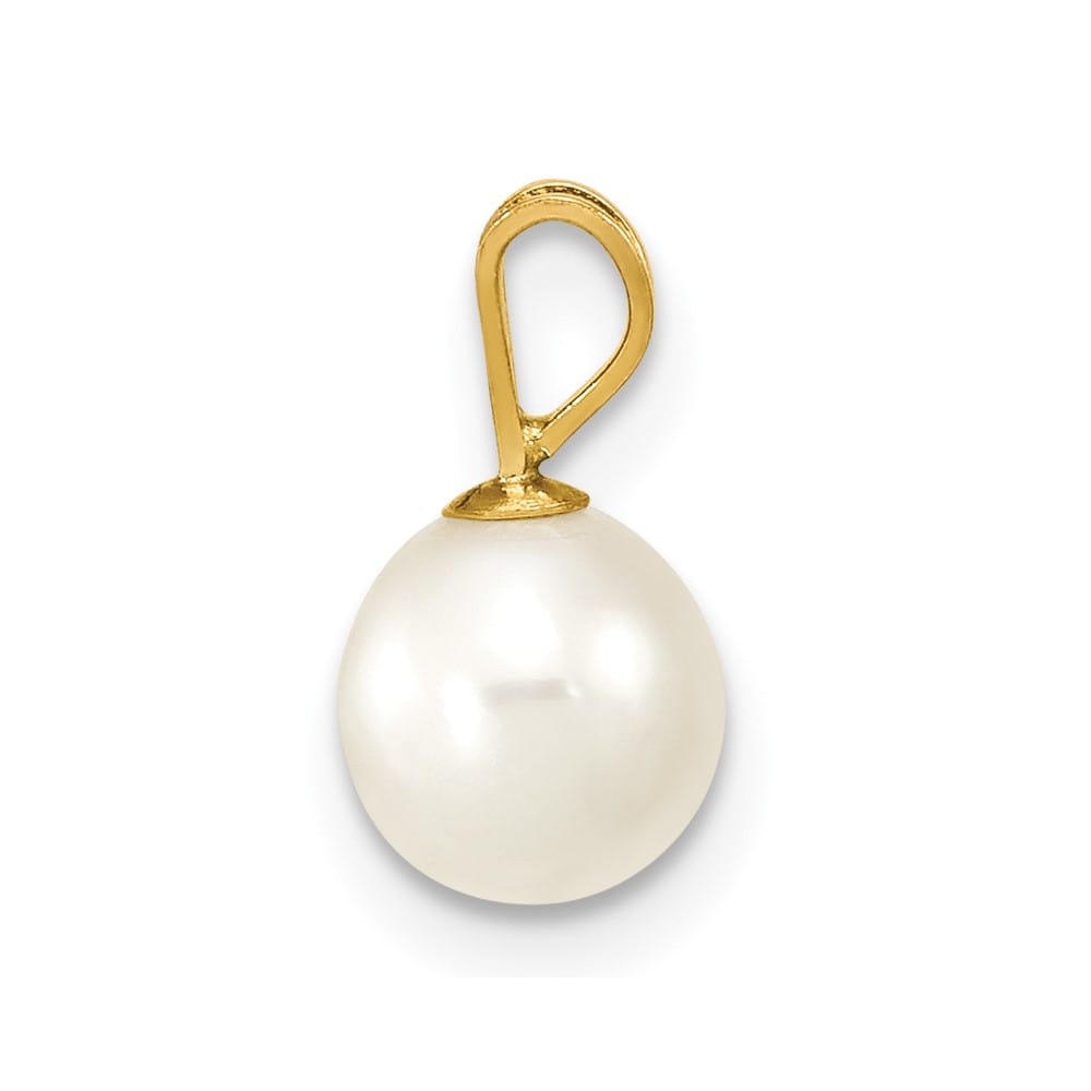 10K Yellow Gold Polished Small Round Freshwater Cultured Pearl Pendant