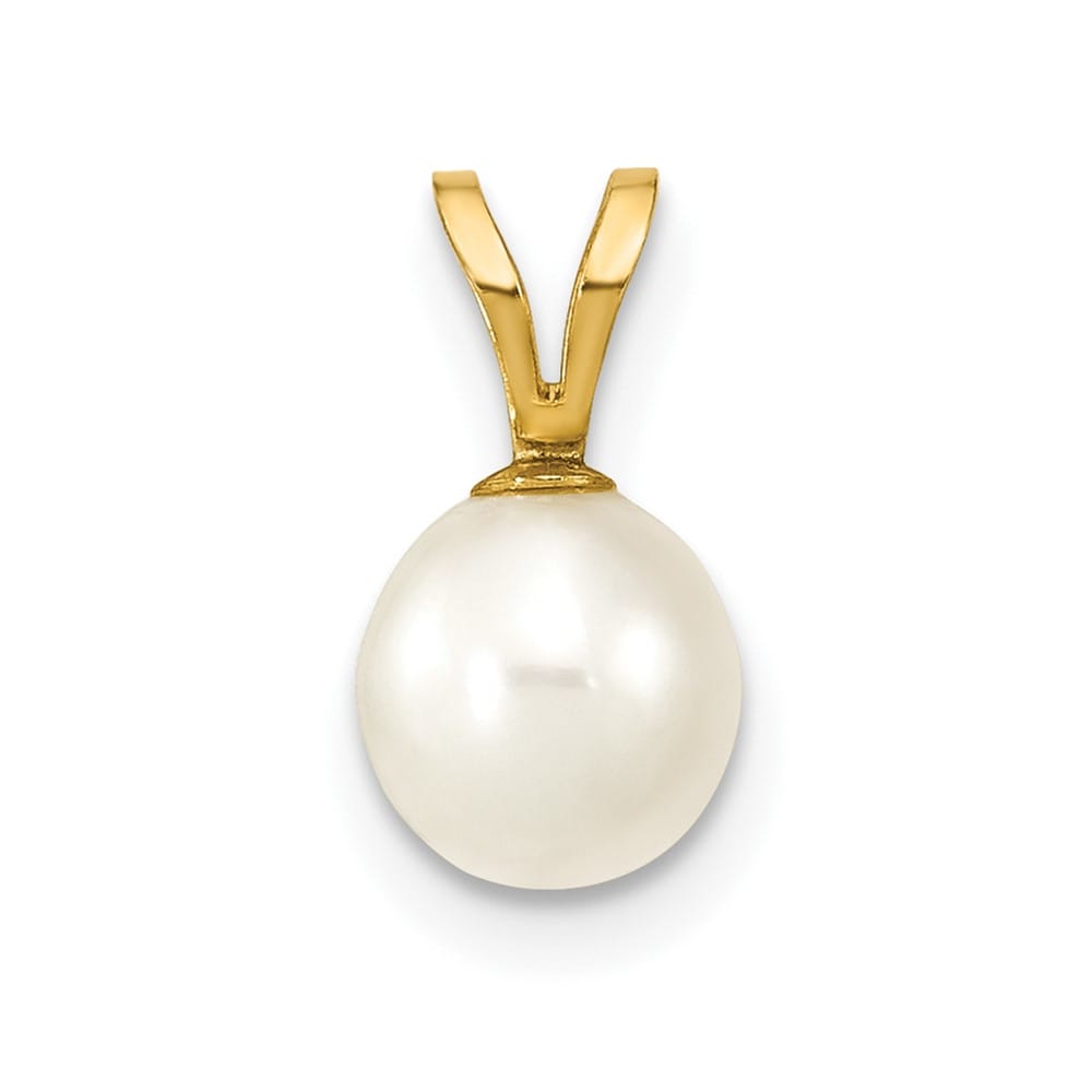 10K Yellow Gold Polished Small Round Freshwater Cultured Pearl Pendant