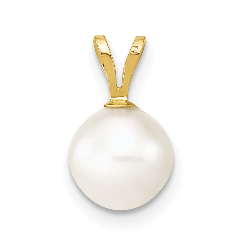 10K Yellow Gold Polished Small Round Freshwater Cultured Pearl Pendant