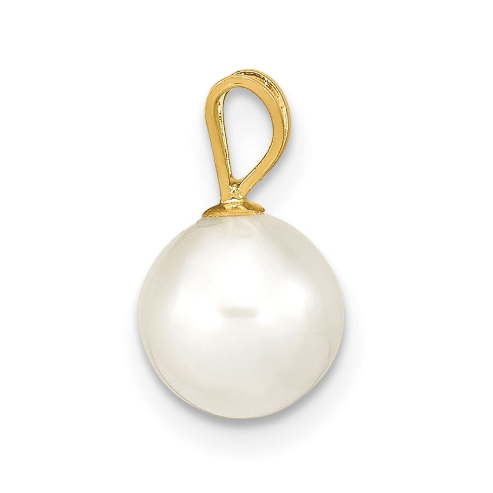 10K Yellow Gold Polished Small Round Freshwater Cultured Pearl Pendant