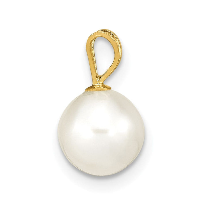 10K Yellow Gold Polished Small Round Freshwater Cultured Pearl Pendant