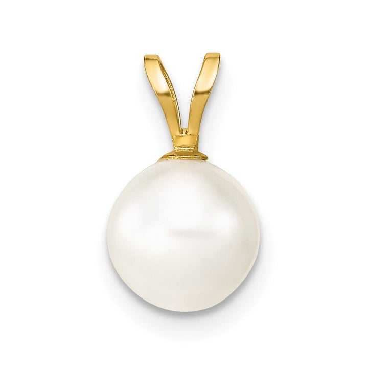 10K Yellow Gold Polished Small Round Freshwater Cultured Pearl Pendant