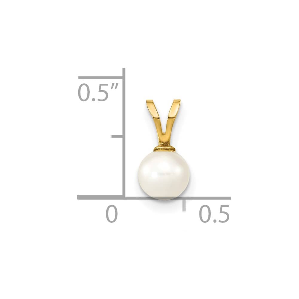 10K Yellow Gold Polished Small Round Freshwater Cultured Pearl Pendant