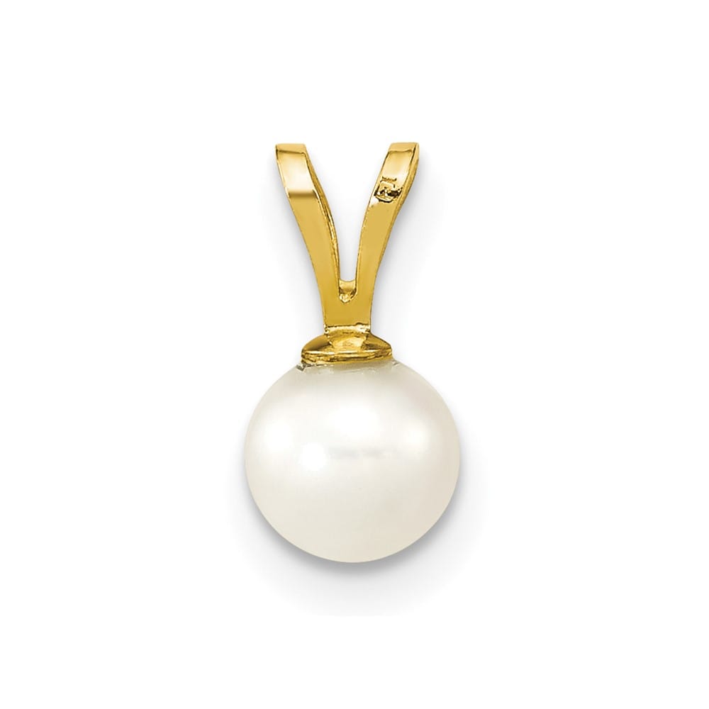 10K Yellow Gold Polished Small Round Freshwater Cultured Pearl Pendant