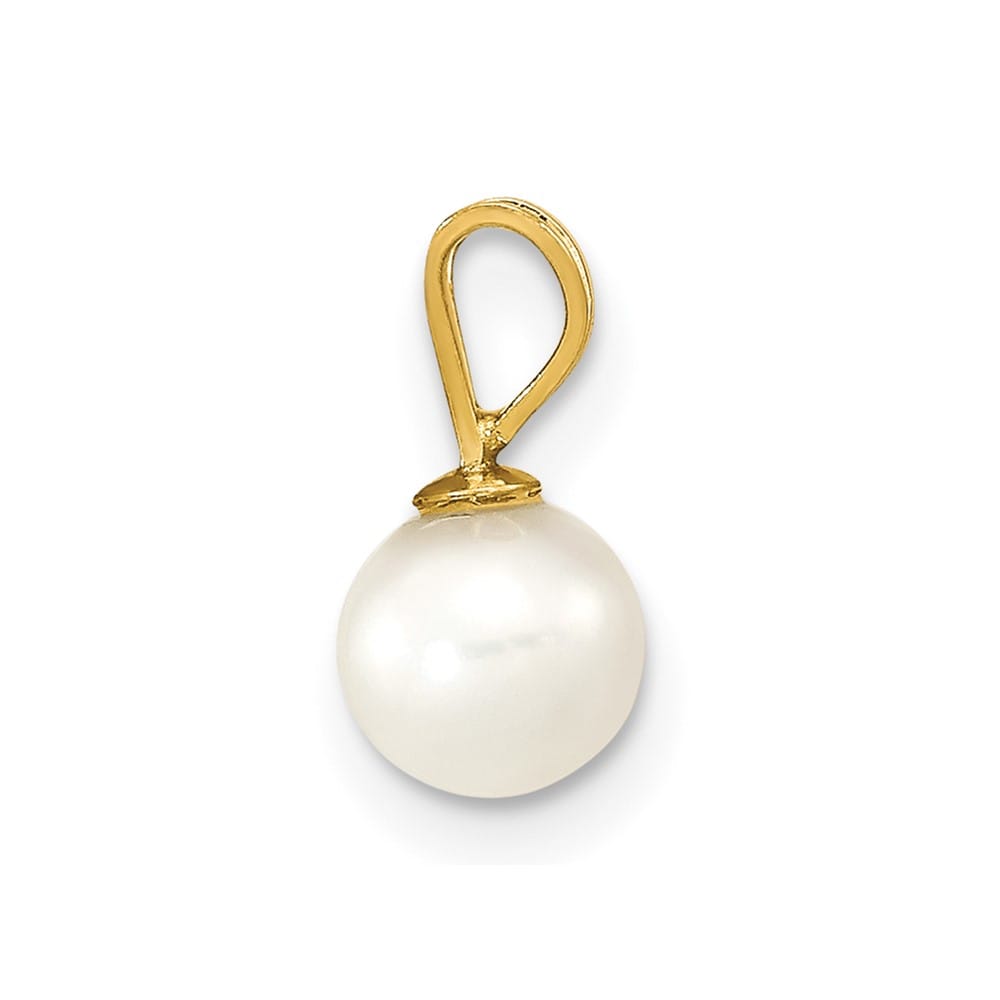10K Yellow Gold Polished Small Round Freshwater Cultured Pearl Pendant