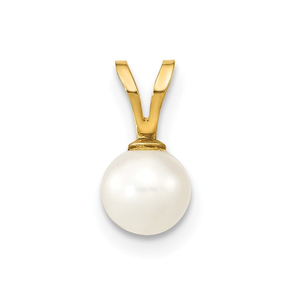 10K Yellow Gold Polished Small Round Freshwater Cultured Pearl Pendant