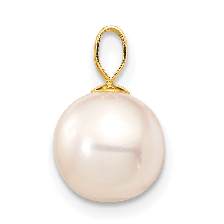 10K Yellow Gold Polished Small Round Freshwater Cultured Pearl Pendant