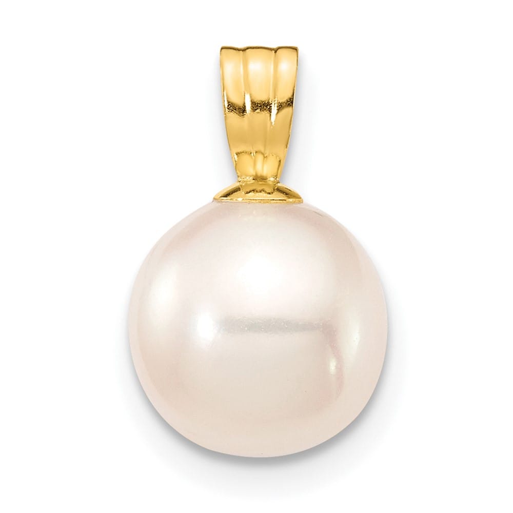 10K Yellow Gold Polished Small Round Freshwater Cultured Pearl Pendant