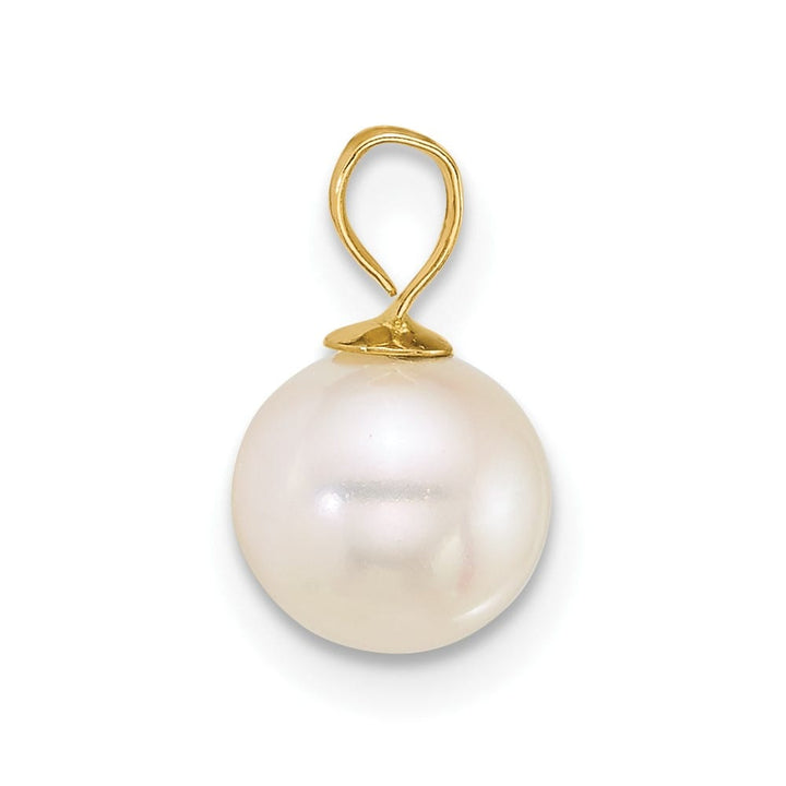 10K Yellow Gold Polished Small Round White Freshwater Cultured Pendant