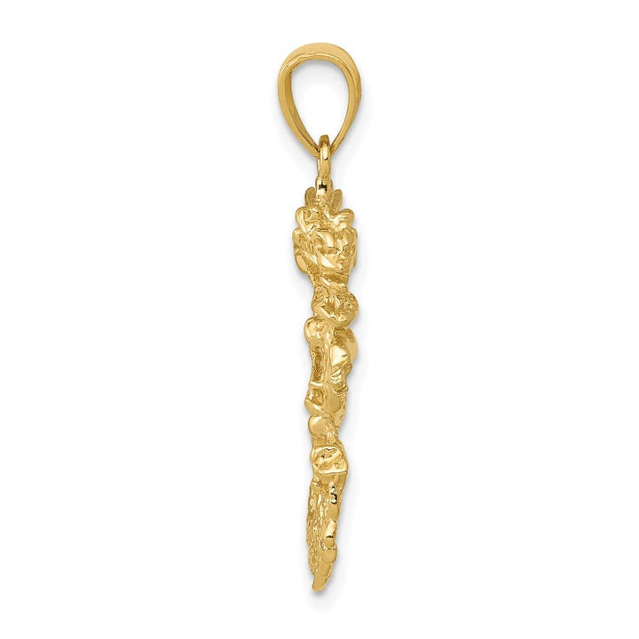 10K Yellow Gold Polished Solid 3-D Large Dragon Pendant