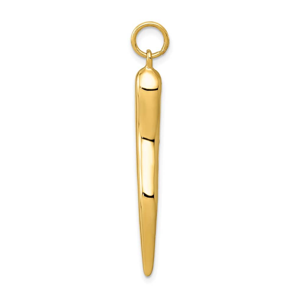 10K Yellow Gold Polished Solid 3-D Large Italian Horn Charm