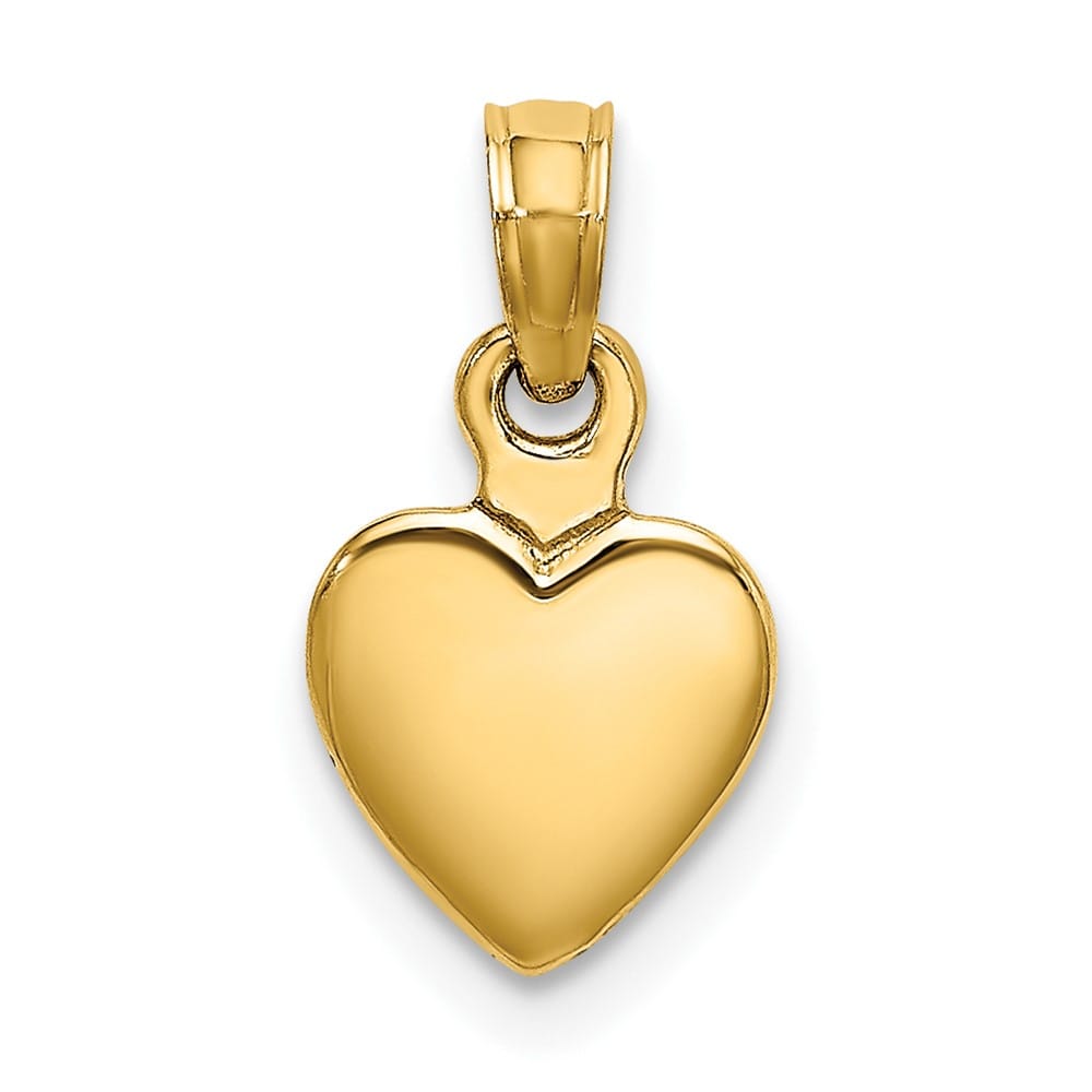 10K Yellow Gold Polished Solid 3-D Small Heart Pendant