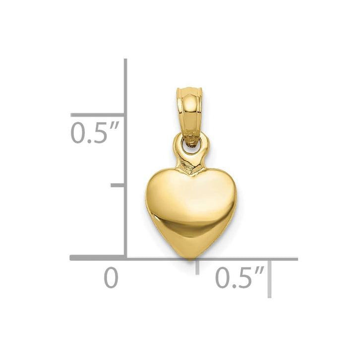 10K Yellow Gold Polished Solid 3-D Small Heart Pendant