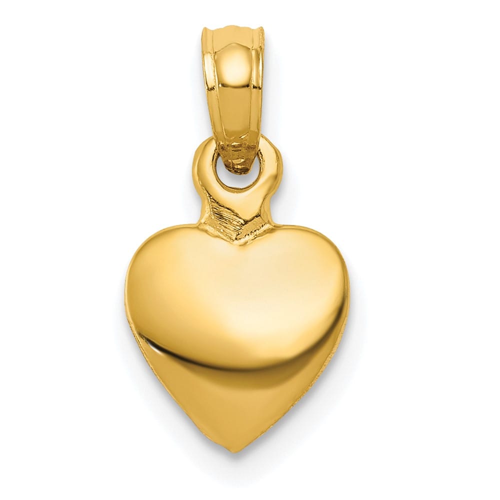 10K Yellow Gold Polished Solid 3-D Small Heart Pendant
