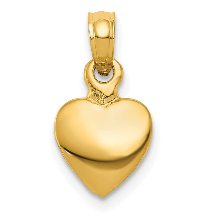 10K Yellow Gold Polished Solid 3-D Small Heart Pendant