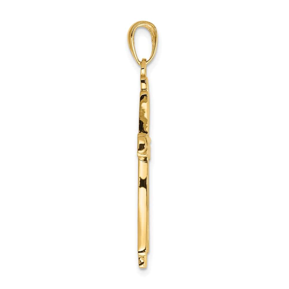 10K Yellow Gold Polished Solid Large Cross with Cut-out Center Pendant