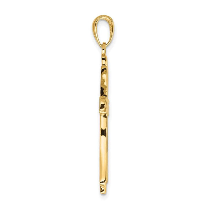 10K Yellow Gold Polished Solid Large Cross with Cut-out Center Pendant
