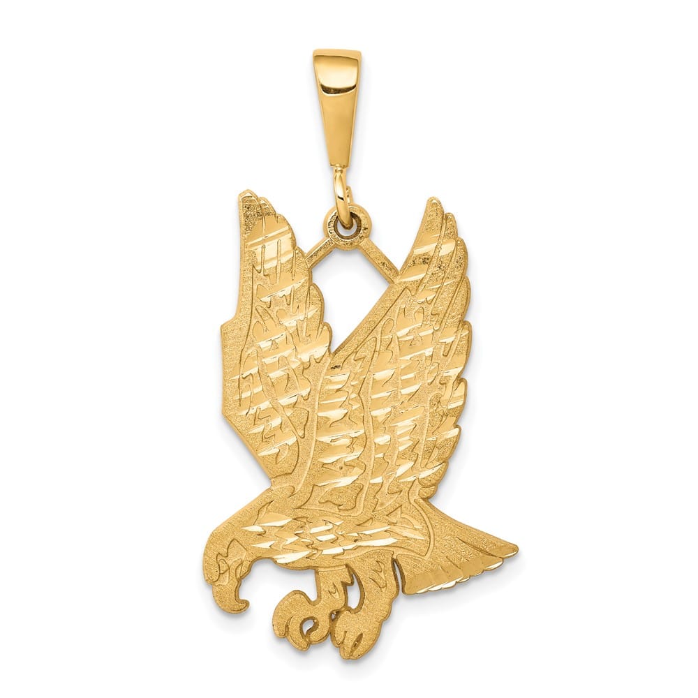10K Yellow Gold Polished Solid Satin D.C. Large Eagle Charm